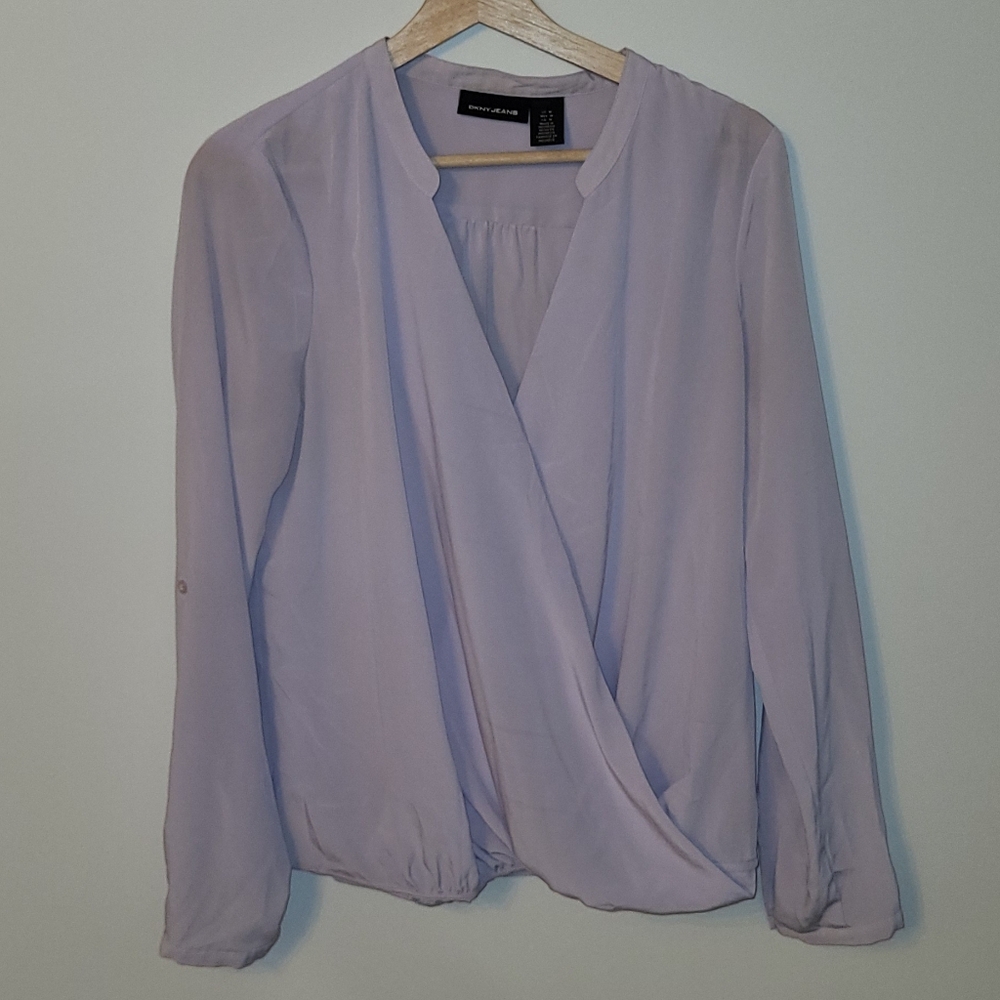 Elegant Lavender Wrap Blouse